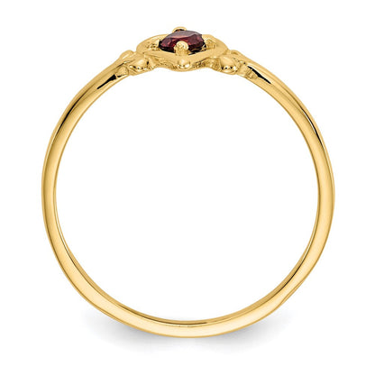 14K Gelbgold Ring mit herzförmigem Granat-Geburtsstein