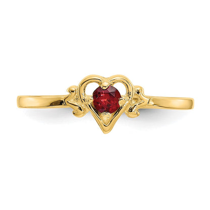 14K Gelbgold Ring mit herzförmigem Granat-Geburtsstein