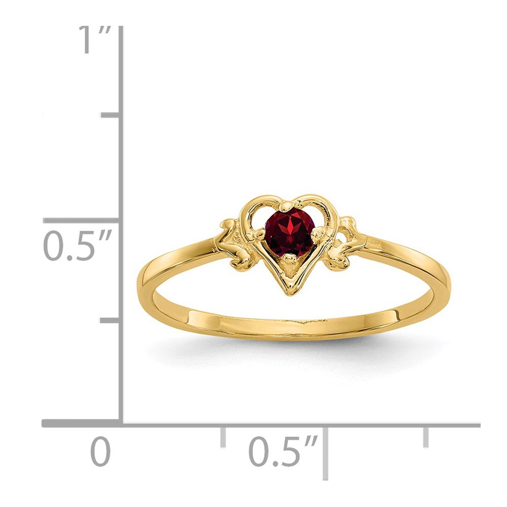 14K Gelbgold Ring mit herzförmigem Granat-Geburtsstein