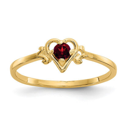 14K Gelbgold Ring mit herzförmigem Granat-Geburtsstein