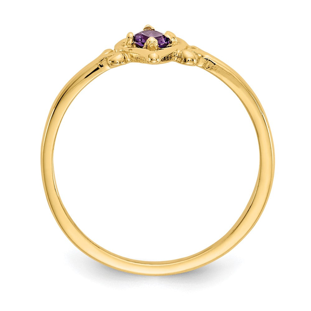 14K Gelbgold Amethyst Geburtsstein Herz Ring