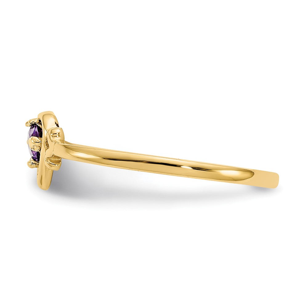 14K Gelbgold Amethyst Geburtsstein Herz Ring