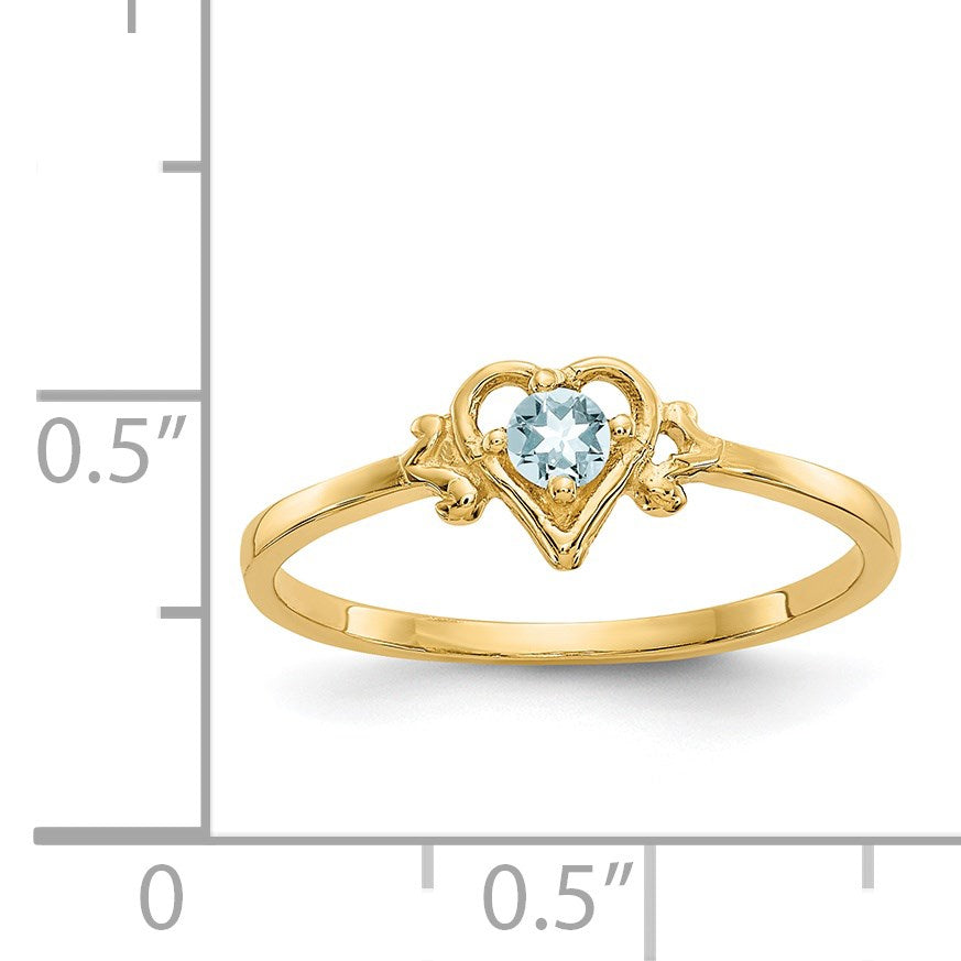 14K Gelbgold Ring mit Aquamarin-Geburtsstein in Herzform