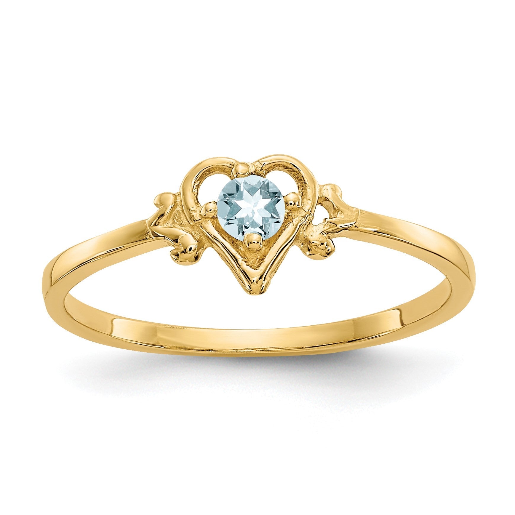 14K Gelbgold Ring mit Aquamarin-Geburtsstein in Herzform