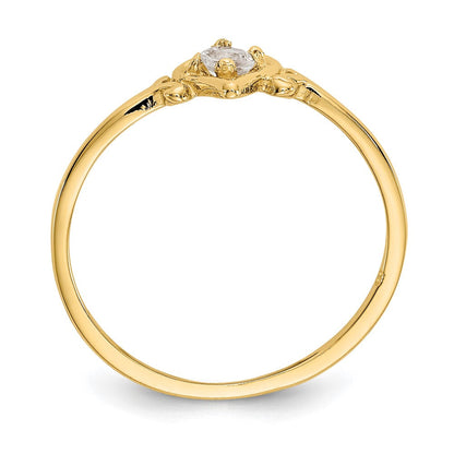 14K Gelbgold Ring mit herzförmigem Weißtopas-Geburtsstein