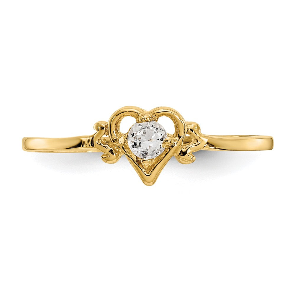 14K Gelbgold Ring mit herzförmigem Weißtopas-Geburtsstein