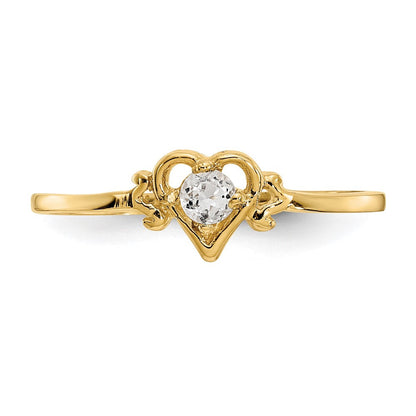 14K Gelbgold Ring mit herzförmigem Weißtopas-Geburtsstein