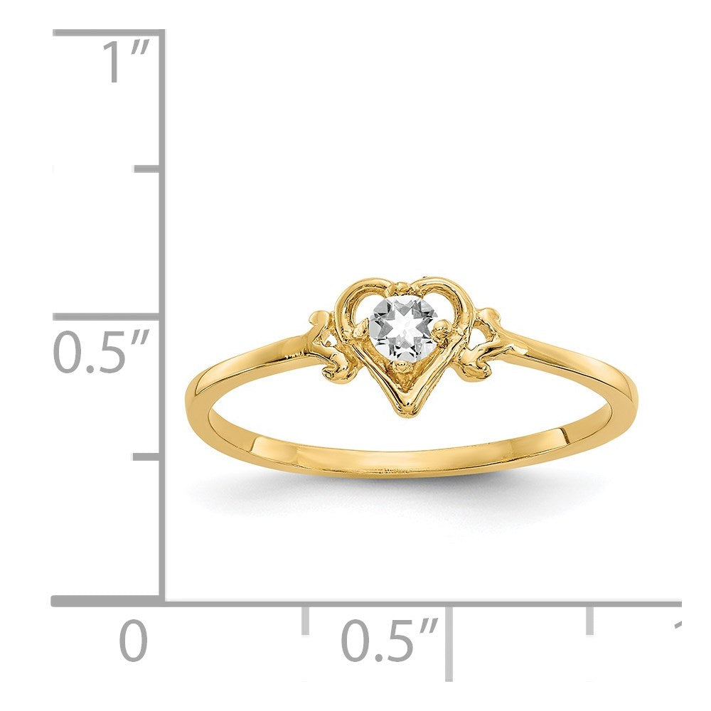 14K Gelbgold Ring mit herzförmigem Weißtopas-Geburtsstein