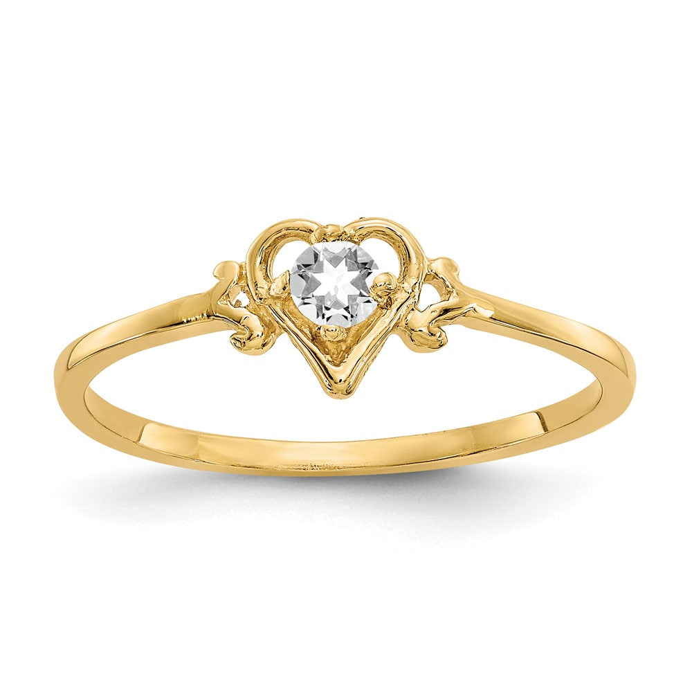 14K Gelbgold Ring mit herzförmigem Weißtopas-Geburtsstein