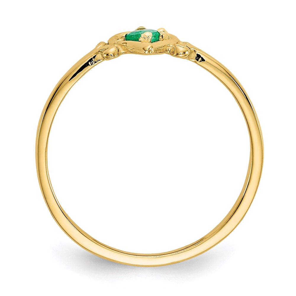 14K Gelbgold Ring mit Smaragd-Geburtsstein in Herzform