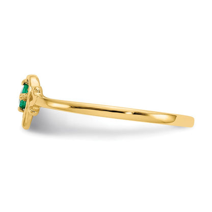 14K Gelbgold Ring mit Smaragd-Geburtsstein in Herzform
