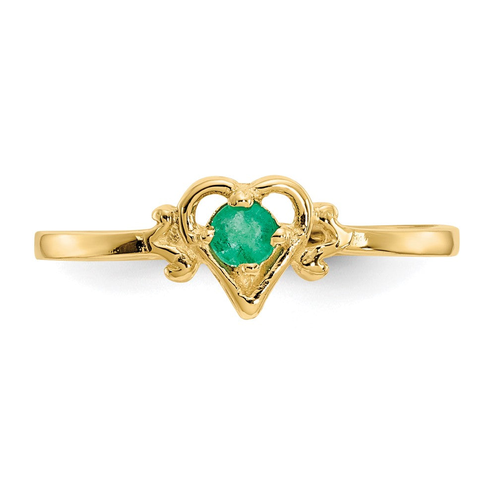 14K Gelbgold Ring mit Smaragd-Geburtsstein in Herzform