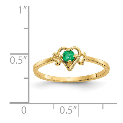 14K Gelbgold Ring mit Smaragd-Geburtsstein in Herzform