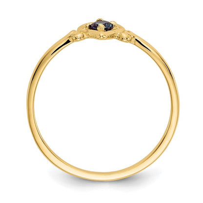 14K Gelbgold Herz-Ring mit synthetischem Alexandrit-Geburtsstein