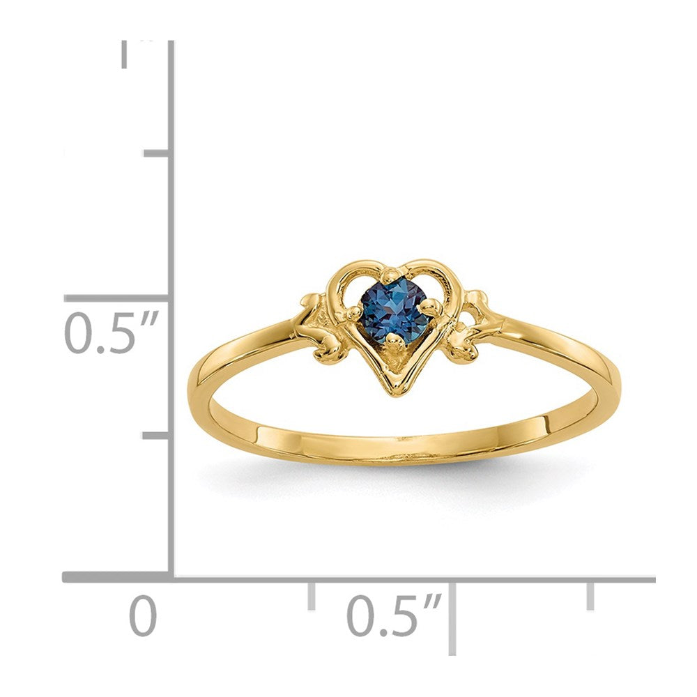 14K Gelbgold Herz-Ring mit synthetischem Alexandrit-Geburtsstein