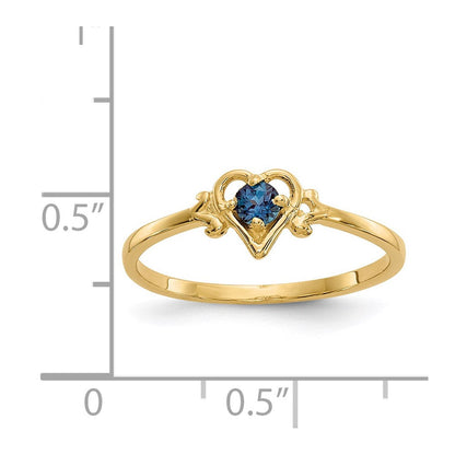 14K Gelbgold Herz-Ring mit synthetischem Alexandrit-Geburtsstein