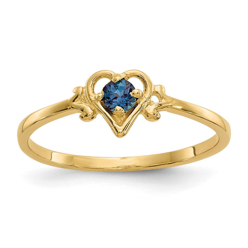 10K Gelbgold 10K Synthetisch Alexandrite Geburtsstein Herz Ring