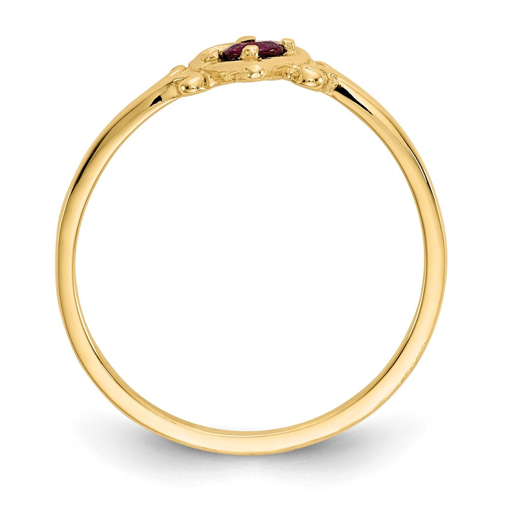 14K Gelbgold Ring mit Rubin-Geburtsstein in Herzform