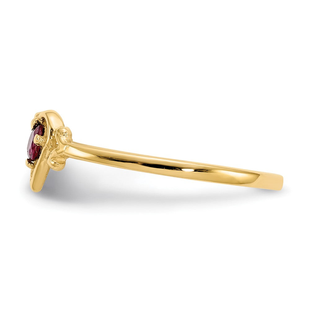 14K Gelbgold Ring mit Rubin-Geburtsstein in Herzform