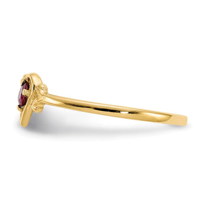 14K Gelbgold Ring mit Rubin-Geburtsstein in Herzform