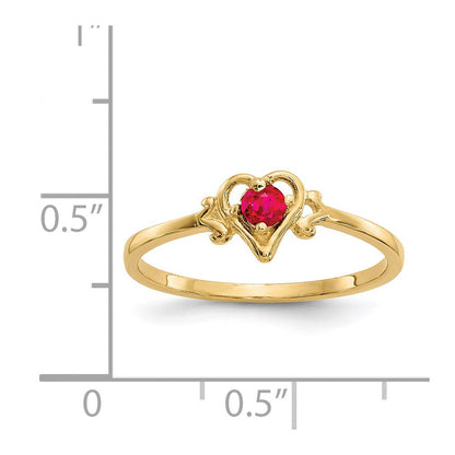 14K Gelbgold Ring mit Rubin-Geburtsstein in Herzform