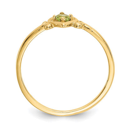 14K Gelbgold Herz-Ring mit Peridot-Geburtsstein