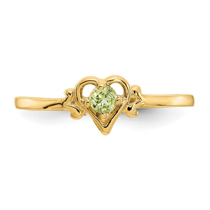 14K Gelbgold Herz-Ring mit Peridot-Geburtsstein