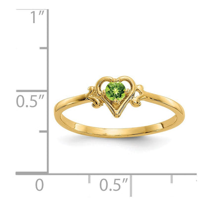 14K Gelbgold Herz-Ring mit Peridot-Geburtsstein