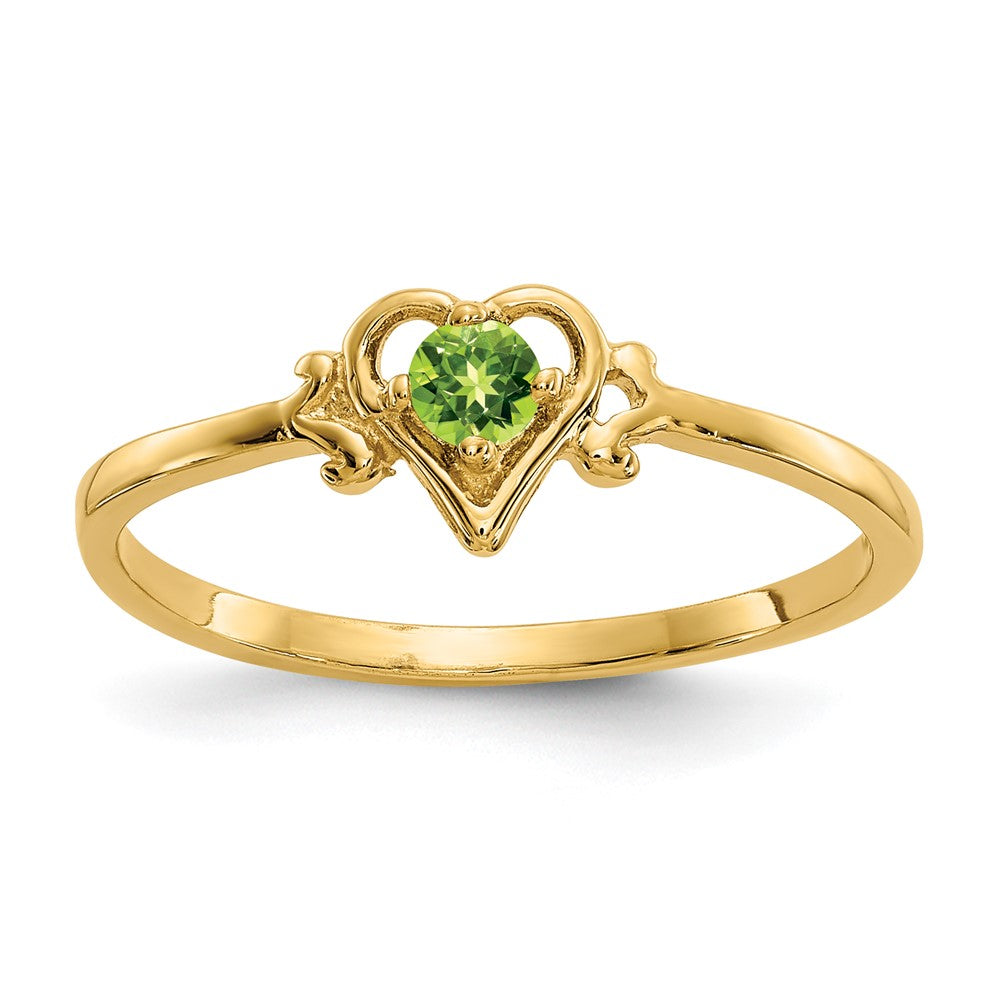 14K Gelbgold Herz-Ring mit Peridot-Geburtsstein