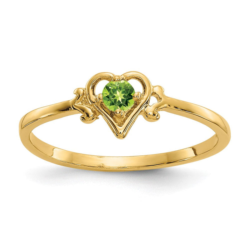 14K Gelbgold Herz-Ring mit Peridot-Geburtsstein