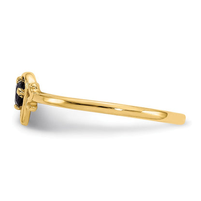 14K Gelbgold Ring mit Saphir-Geburtsstein in Herzform
