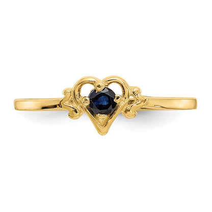 14K Gelbgold Ring mit Saphir-Geburtsstein in Herzform