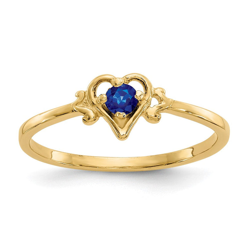 10K Gelbgold 10K Saphir Geburtsstein Herz Ring