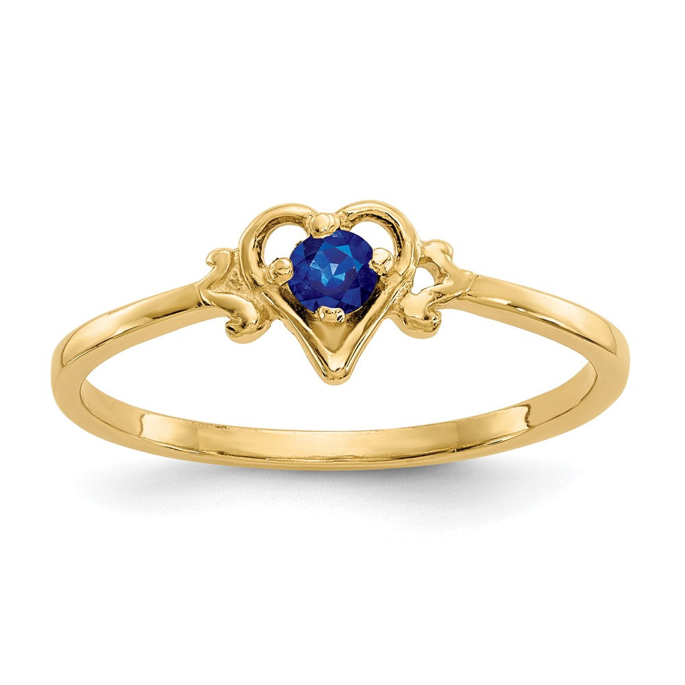 14K Gelbgold Ring mit Saphir-Geburtsstein in Herzform