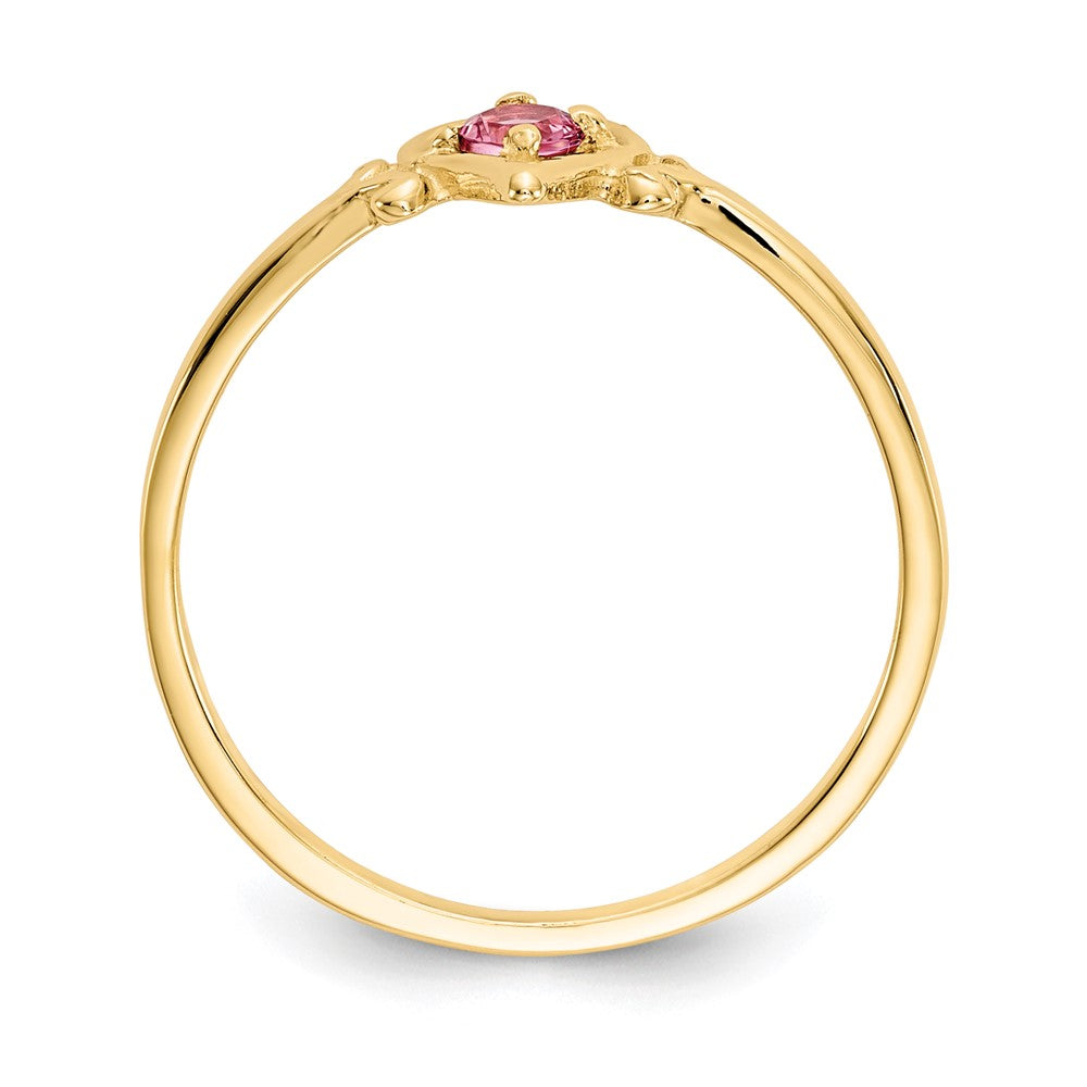 14K Gelbgold Ring mit Herz-Geburtsstein rosa Turmalin