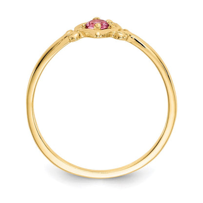 14K Gelbgold Ring mit Herz-Geburtsstein rosa Turmalin
