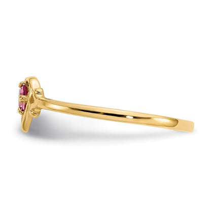 14K Gelbgold Ring mit Herz-Geburtsstein rosa Turmalin