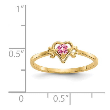 14K Gelbgold Ring mit Herz-Geburtsstein rosa Turmalin