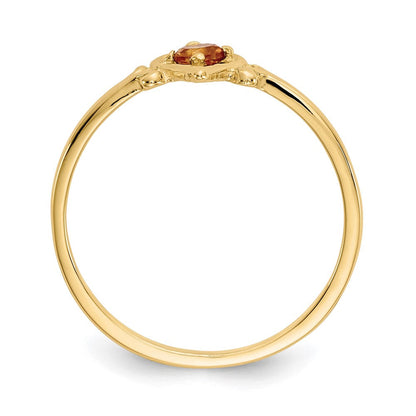 14K Gelbgold Citrin-Geburtsstein-Herz-Ring