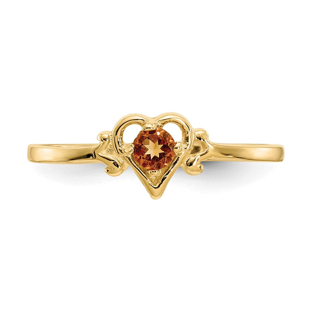 14K Gelbgold Citrin-Geburtsstein-Herz-Ring