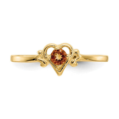 14K Gelbgold Citrin-Geburtsstein-Herz-Ring