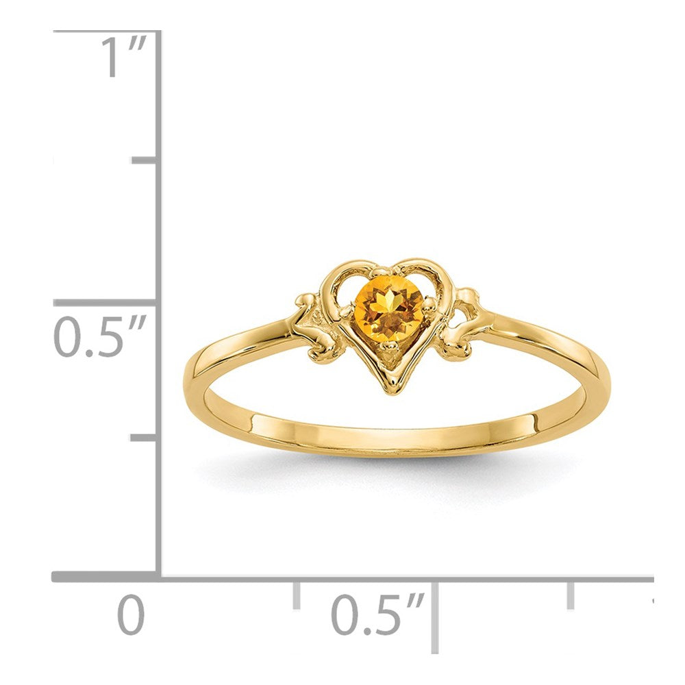 14K Gelbgold Citrin-Geburtsstein-Herz-Ring