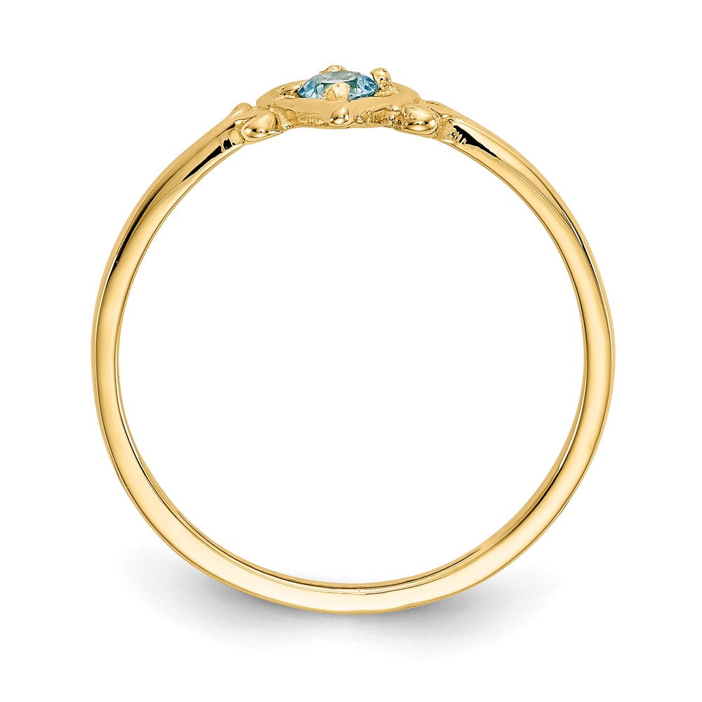 14K Gelbgold Ring mit Blauem Topas Geburtsstein in Herzform