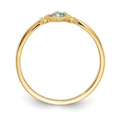 14K Gelbgold Ring mit Blauem Topas Geburtsstein in Herzform