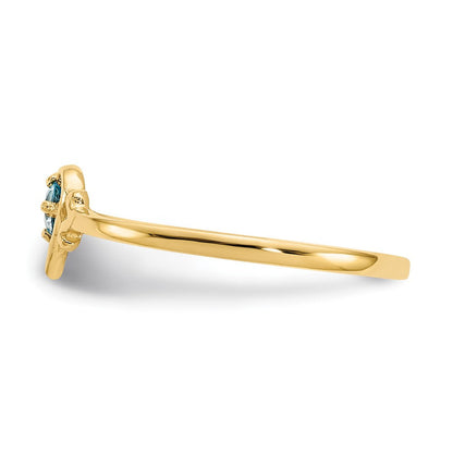14K Gelbgold Ring mit Blauem Topas Geburtsstein in Herzform