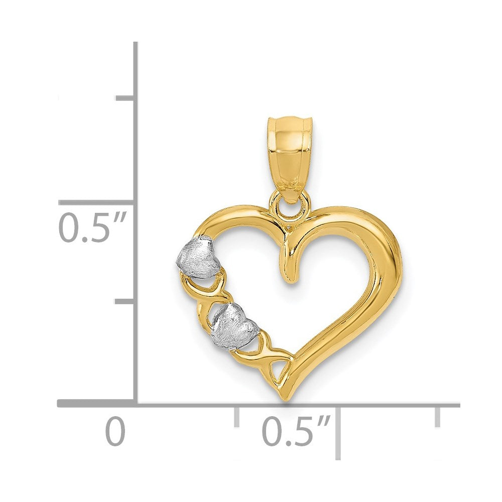 14K Gelb & Rhodium 14kw/white Rhodium Poliert Herz und -x- Anhänger