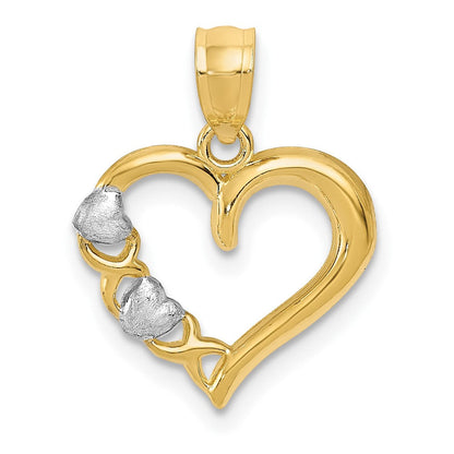 14K Gelb & Rhodium 14kw/white Rhodium Poliert Herz und -x- Anhänger
