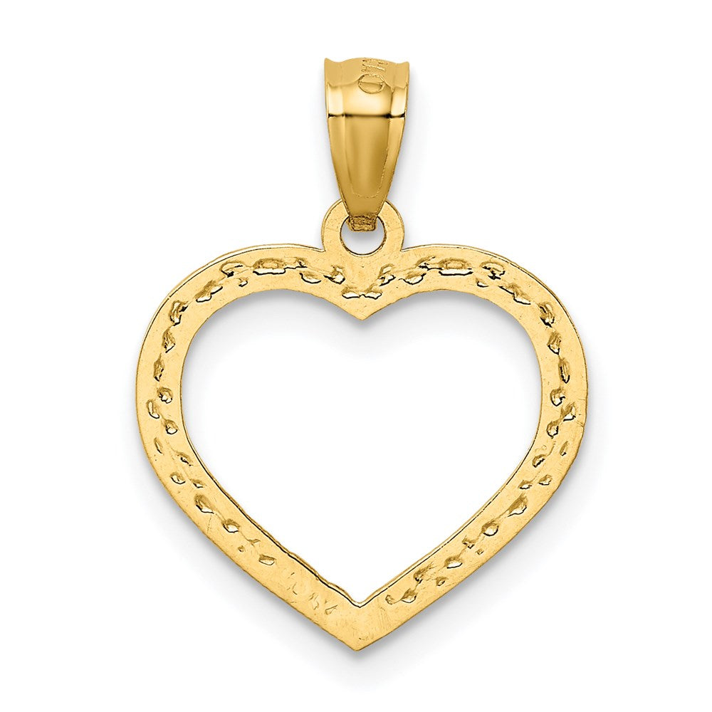 14K Gelbgold 14K Poliert und Strukturiert Offen Herz Anhänger