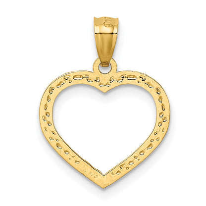 14K Gelbgold 14K Poliert und Strukturiert Offen Herz Anhänger
