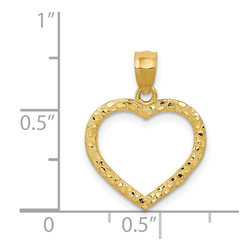 14K Gelbgold 14K Poliert und Strukturiert Offen Herz Anhänger